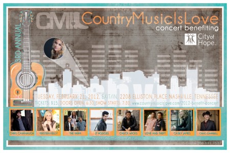 TONIGHT – 3rd Annual CountryMusicIsLove Concert Benefiting City of Hope