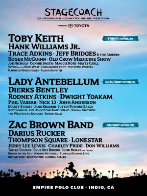 Toby Keith, Lady Antebellum and Zac Brown Band to Headline 2013 Stagecoach Festival