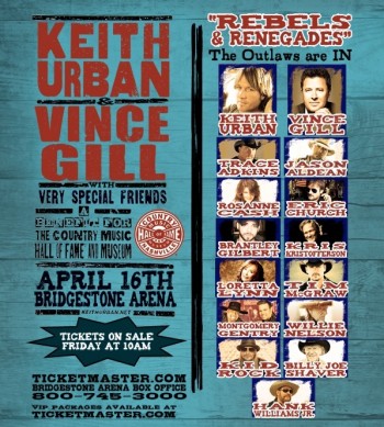 Keith Urban and Vince Gill to Host ‘All For the Hall’ Concert on April 16