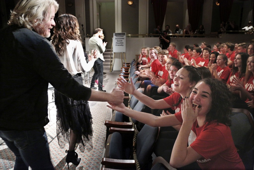 Five-time CMA Vocal Group of the Year Little Big Town kick off the Music In Our Schools Tour by surprising the Wadsworth High School Choir during a Disney Performing Arts music workshop at Saratoga Springs Resort Performance Hall at Walt Disney World; Photo Credit: Greg Newton 