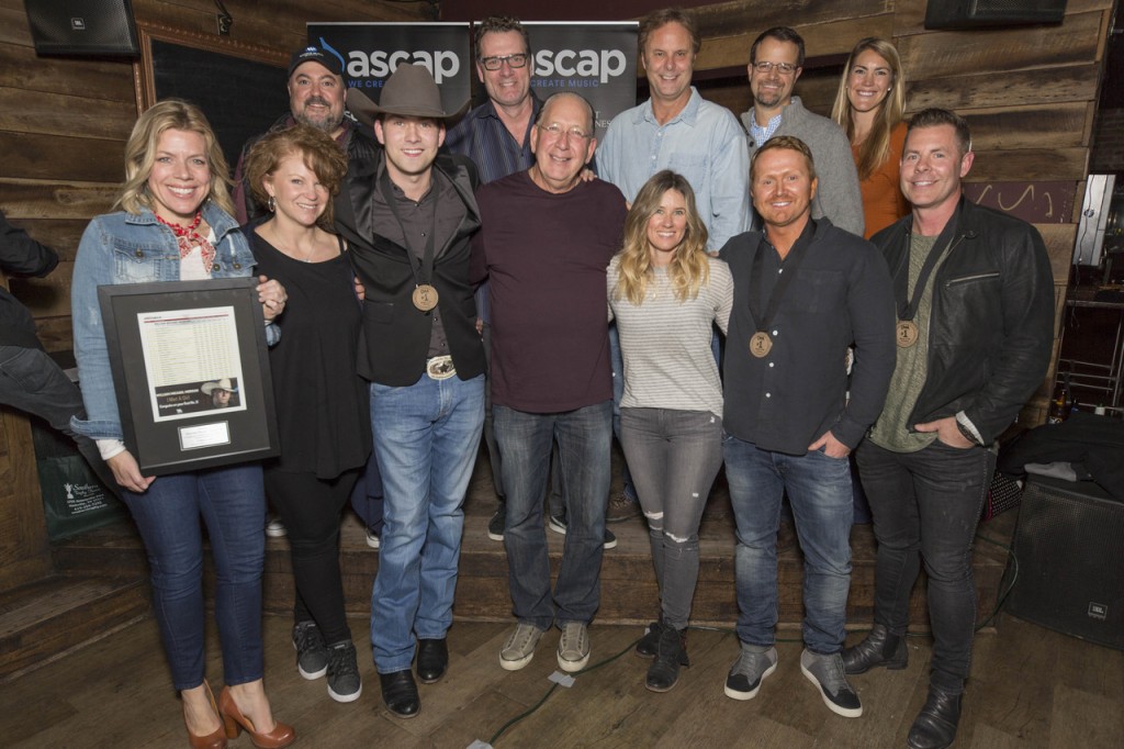 Pictured (l-r): (front row) Warner Music Nashville's Katie Bright (National Director, Radio & Streaming) and Lisa Ray (VP, Head of Brand Management), William Michael Morgan, Warner Music Nashville's John Esposito (Chairman & CEO) and Cris Lacy (VP A&R), Shane McAnally and Trevor Rosen; (back row) Warner Music Nashville's Chris Palmer (VP Radio & Streaming), Peter Strickland (CMO), Scott Hendricks (EVP A&R), Chad Schultz (VP, Original Content & Radio Marketing) and Mallory Opheim (Mgr., Regional Radio & Streaming); Photo credit: Ed Rode for ASCAP 