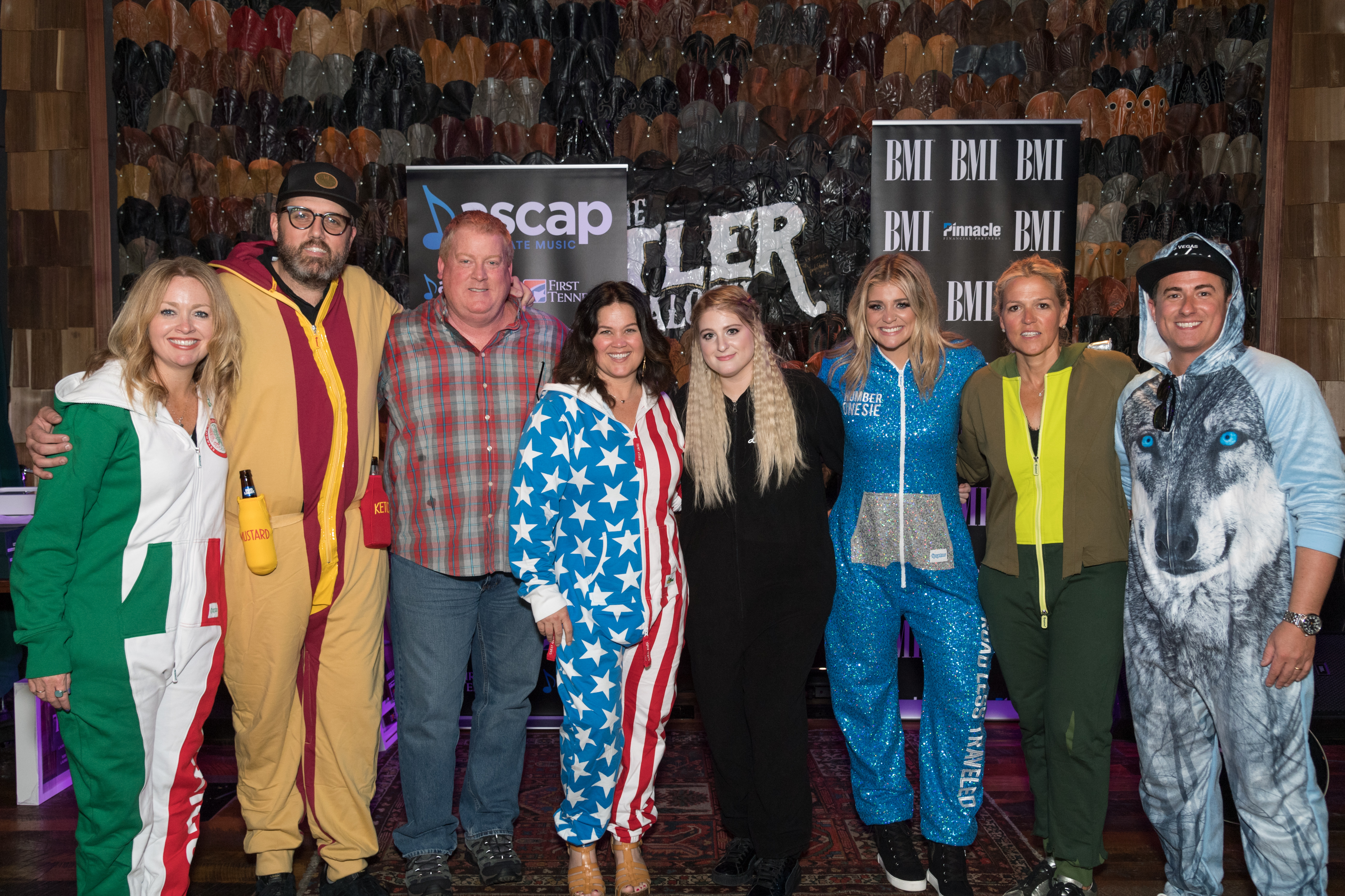 Pictured: (L-R): Warner Chappell's Alicia Pruitt, producer busbee, ASCAP's Mike Sistad, Big Yellow Dog's Carla Wallace, ASCAP writer Meghan Trainor, BMI singer-songwriter Lauren Alaina, BMI's Leslie Roberts and BMI writer Jesse Frasure; Photo by Steve Lowry