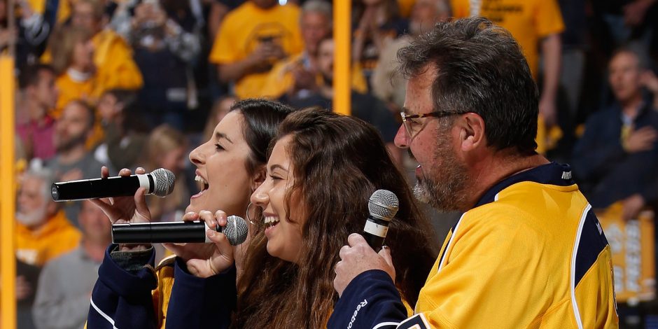 Vince Gill and Daughters Perform National Anthem at Predators Playoff Game