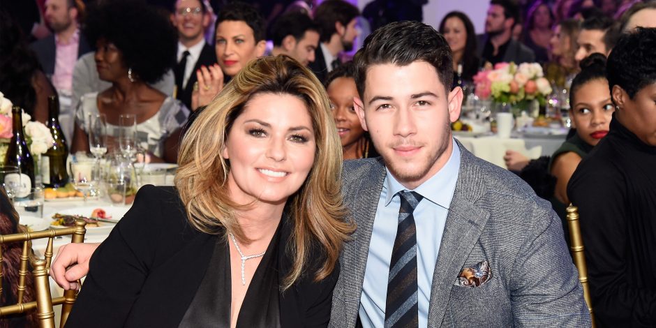 Shania Twain and Nick Jonas; Photo by Kevin Mazur/Getty Images for Billboard Magazine