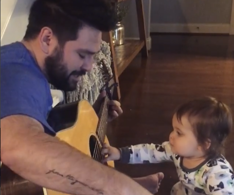Shay Mooney’s Son Asher Gets a Guitar Lesson