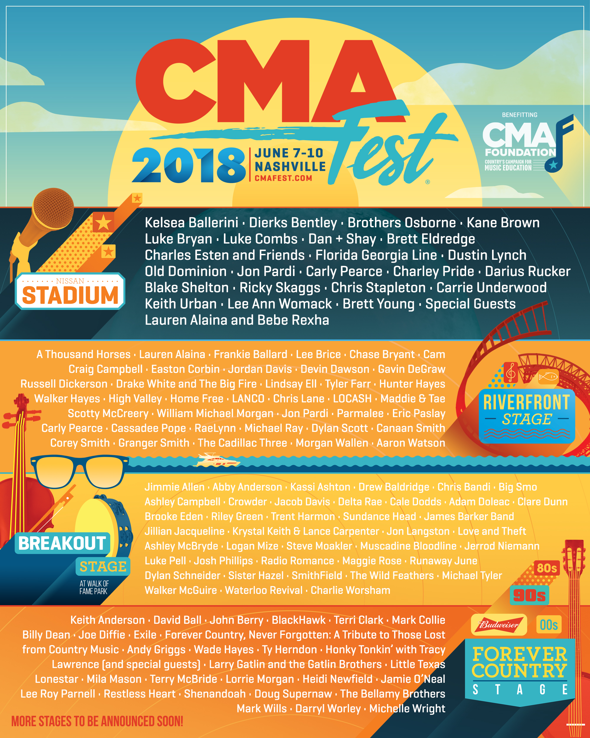 CMA Announces Stadium Lineup at 2018 CMA Music Festival Sounds Like