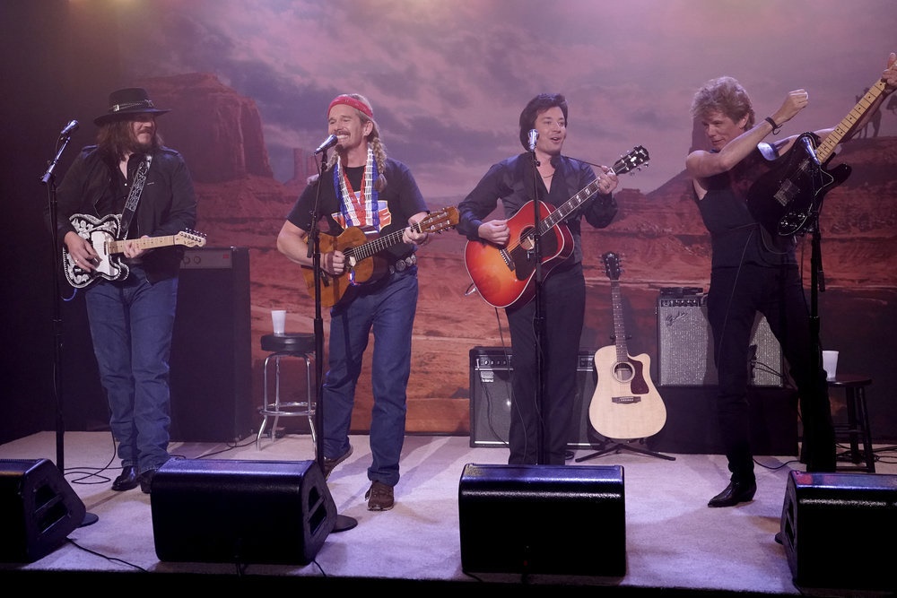 Jimmy Fallon, Ethan Hawke Channel The Highwaymen for ‘On the Road Again’
