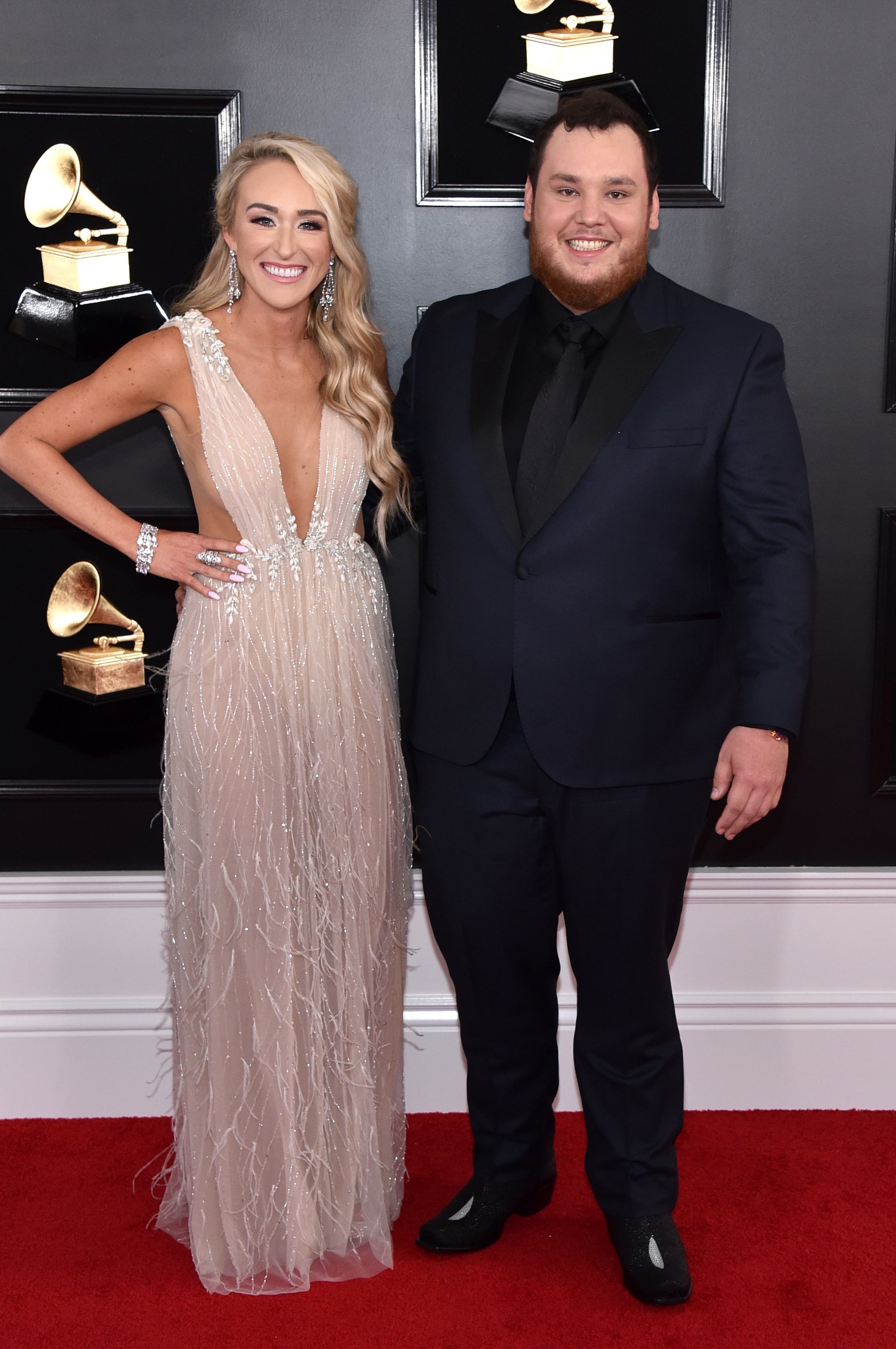 LOS ANGELES, CA - FEBRUARY 10: Nicole Hocking (L) and Luke Combs attend the 61st Annual GRAMMY Awards at Staples Center on February 10, 2019 in Los Angeles, California. (Photo by John Shearer/Getty Images for The Recording Academy)
