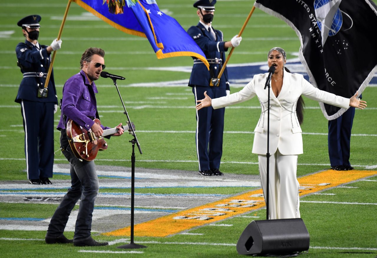 Watch Eric Church and Jazmine Sullivan Sing the National Anthem at Super Bowl 55