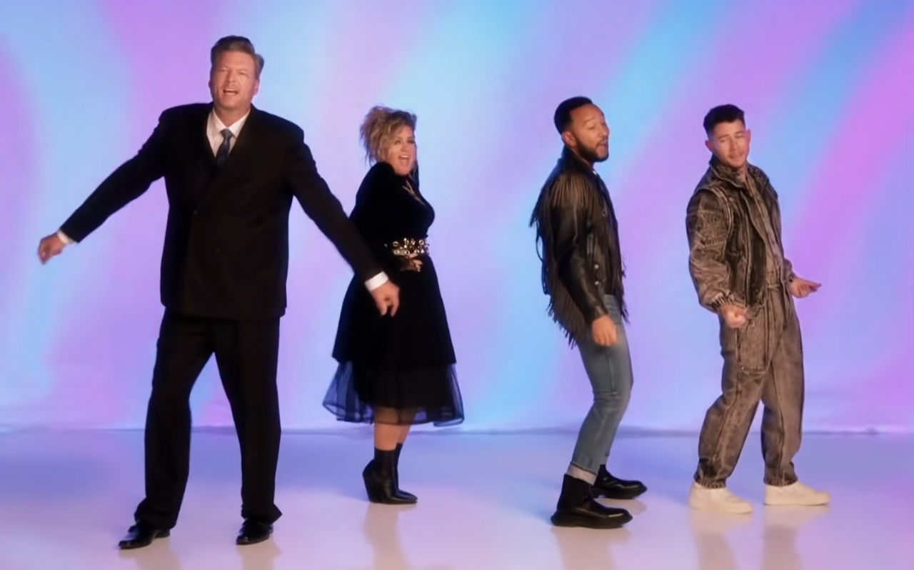 Blake Shelton Leads ’80s Themed Rick Astley Cover for ‘The Voice’